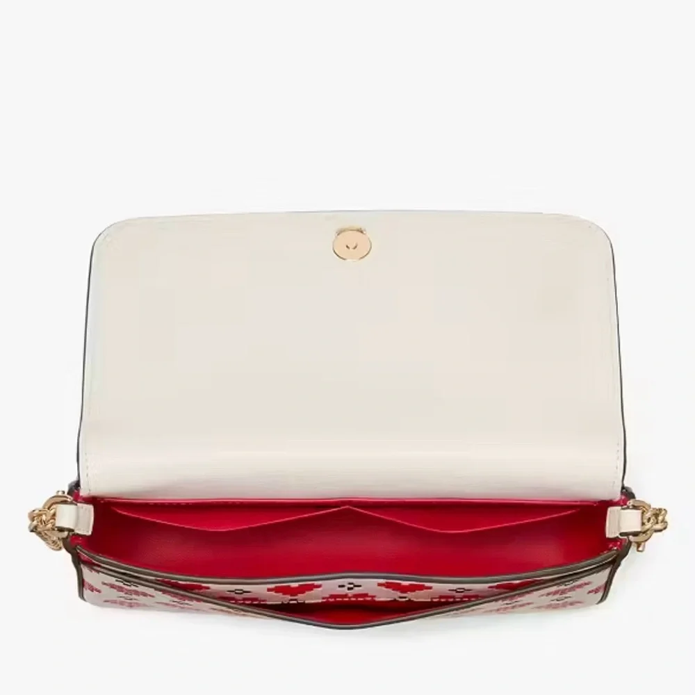 Kate Spade Pixel Hearts Devin Crossbody Flap Chain Wallet Bag NWOT - Picture 10 of 12